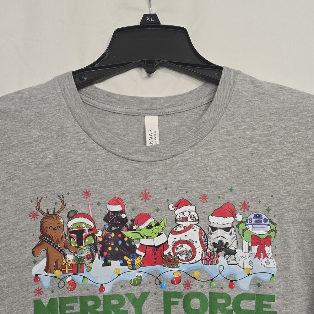 Canvas Bella + Canvas Star Wars Chewbacca Merry Force Be With You Tee XL Gray